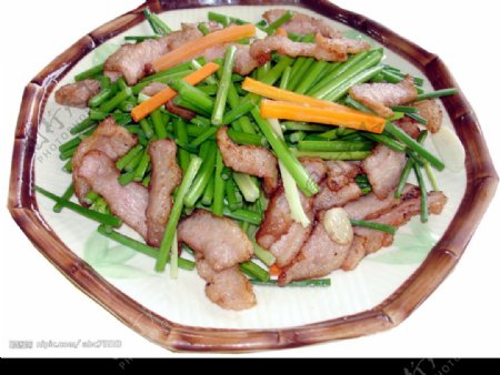 韭菜花炒猪颈肉图片