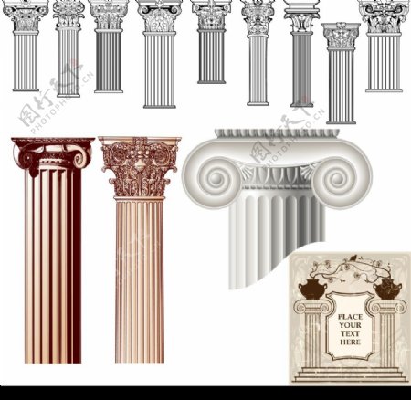 欧式古典花纹柱子图片