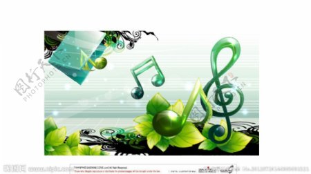绿叶绿色音乐图片