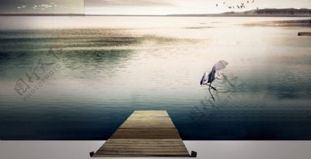 湖中美景地产广告素材图片