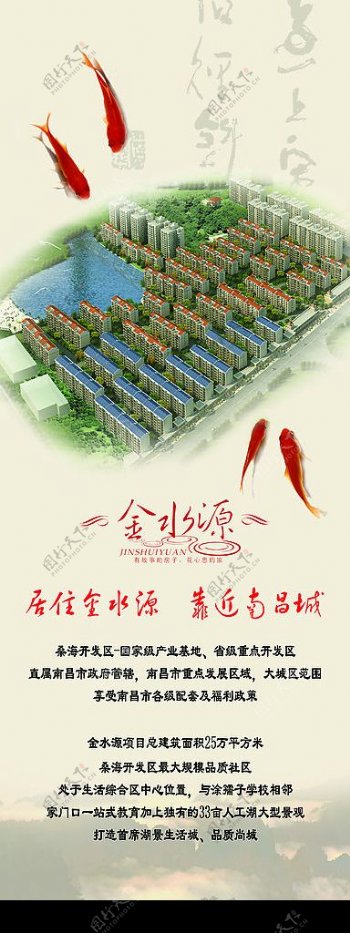 房地产广告红鲤鱼城市规划蓝图图片