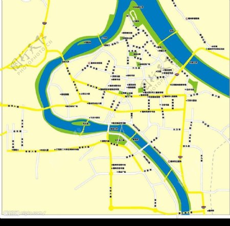 赣州城区矢量图图片