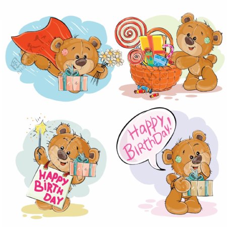 棕色泰迪熊祝你生日快乐