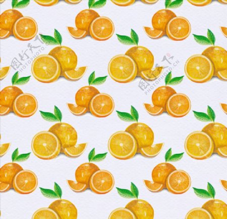 水彩四方连续橙子图案