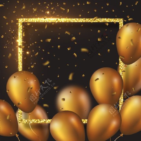金色闪耀气球立体边框