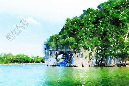 桂林象山水彩画