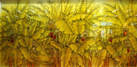 椰子树艺术玻璃冰晶画