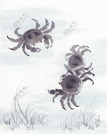 水墨画螃蟹