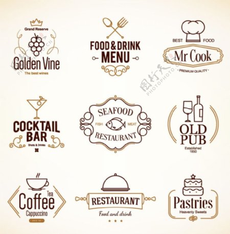 餐厅面包房餐叉图logo