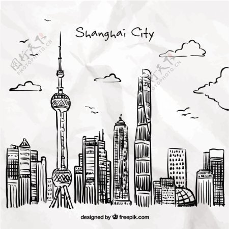 手工绘制的上海城