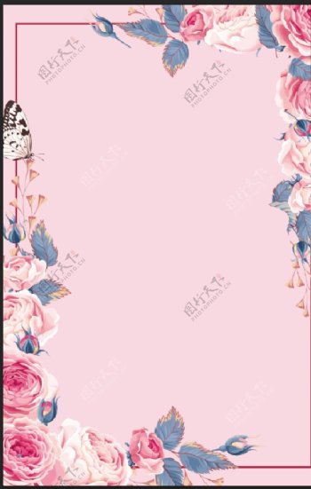 玫瑰花卉装饰边框