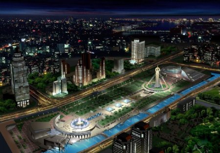 北京海淀体育馆夜景鸟瞰图