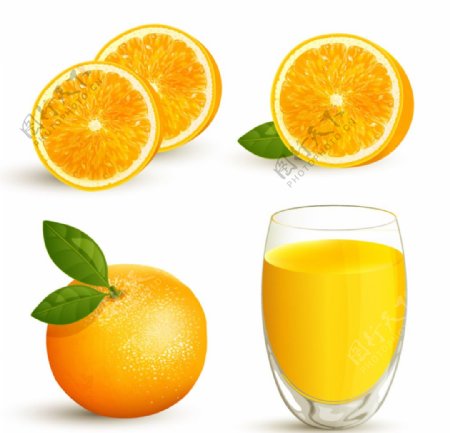 新鲜橙子与橙汁