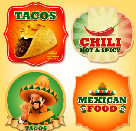 墨西哥食品标签矢量图