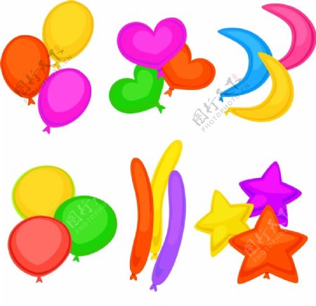 6款彩色气球设计矢量素材