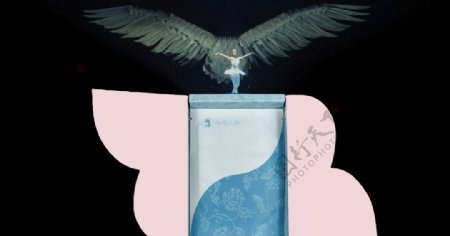印花小姐面膜天使之翼包装设计