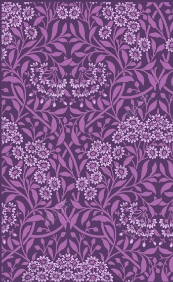 紫色时尚花卉墙纸