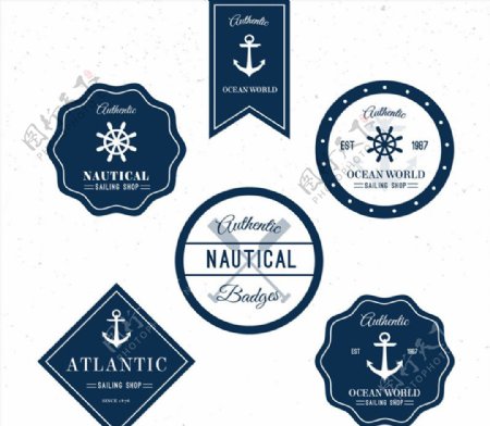 6款创意航海徽章矢量素材