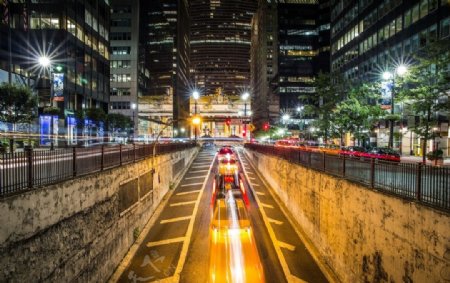 城市夜景隧道