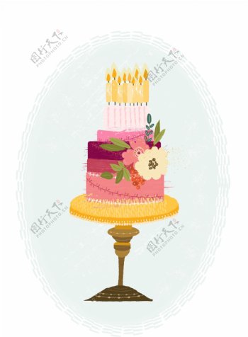 漂亮的手绘生日蛋糕