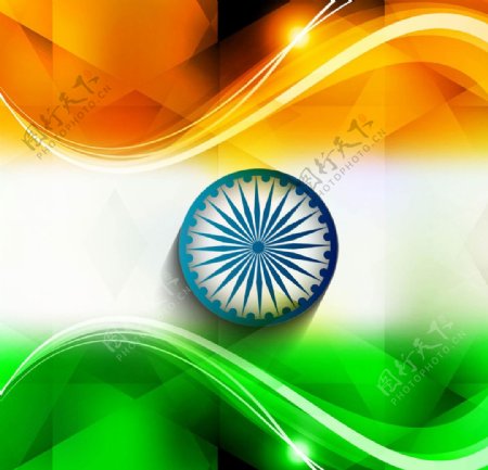 波浪闪亮的印度国旗背景