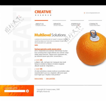 国外橙子创意元素设计网页模板