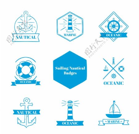 蓝色航海标签