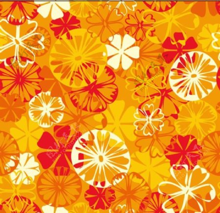 橘色矢量花纹背景