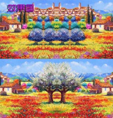 紫色的薰衣草油画风景视频
