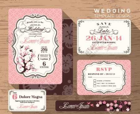 粉色婚礼卡片设计