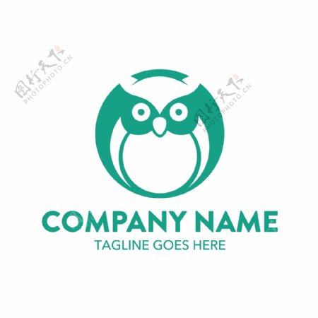 绿色圆形创意猫头鹰logo