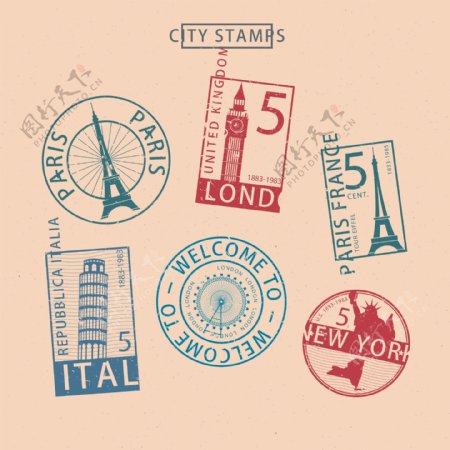 六款城市邮戳