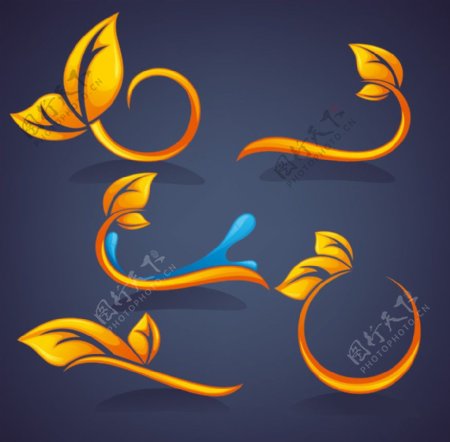 树叶水珠水滴logo设计