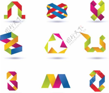 炫彩折纸叠纸logo标志设计