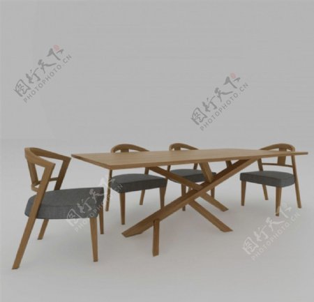 现代创意沙发木椅木桌