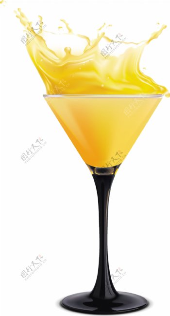 高脚杯里的黄色果汁矢量