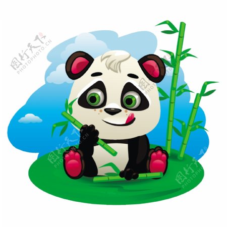玩竹子的熊猫
