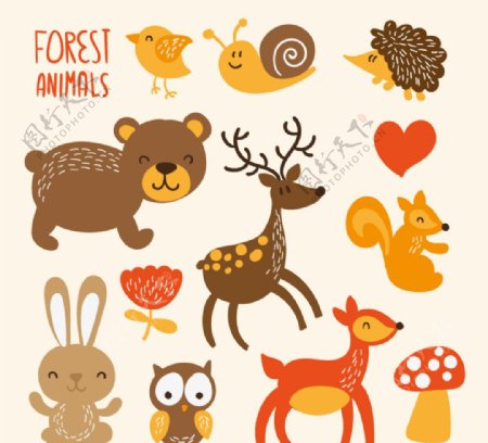 卡通森林动物矢量素材