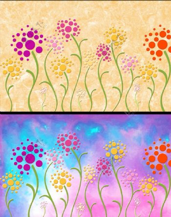 水墨抽象花朵背景墙