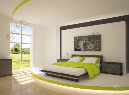 绿色主题卧室