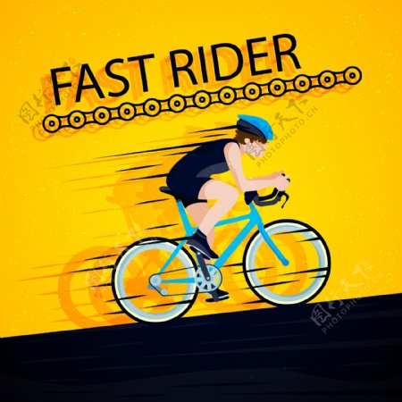 黄底自行车比赛协会海报