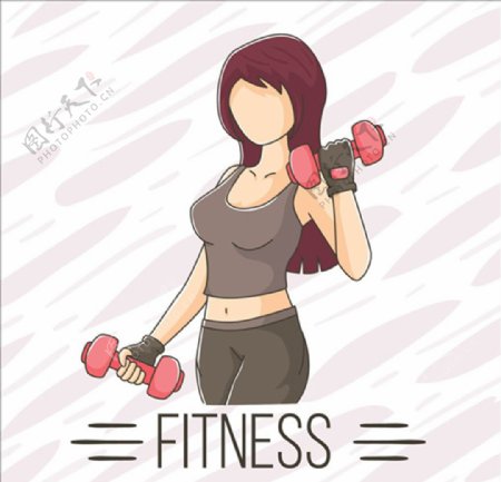 卡通女子减肥健美健身海报
