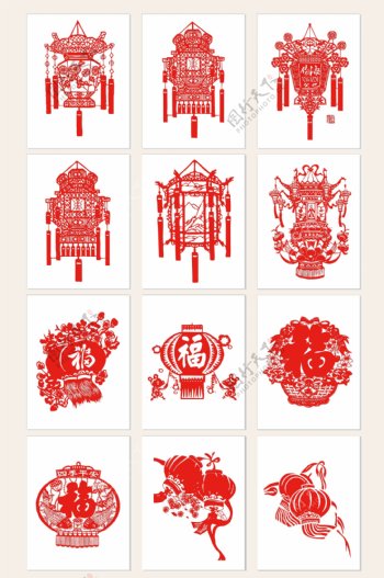 中国传统剪纸灯笼