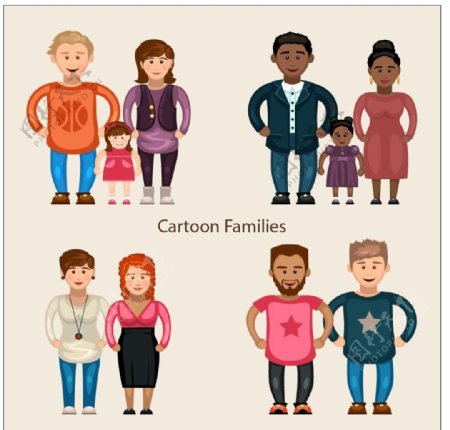 多样化的家庭卡通