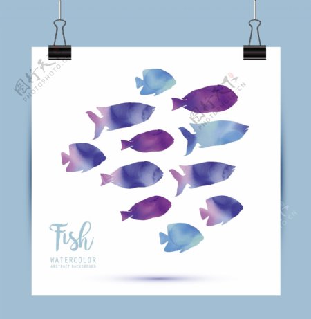 水彩鱼图案