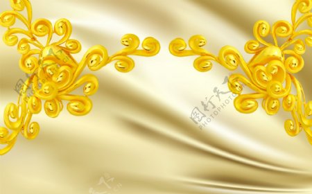 黄金欧式花朵背景墙
