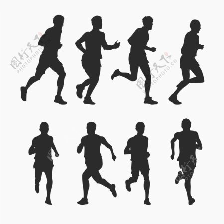 男子跑步运动剪影轮廓