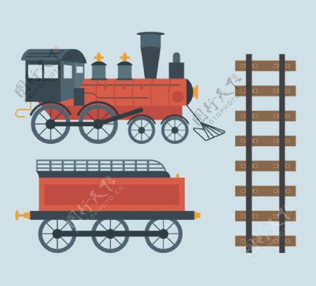 蒸汽火车和轨道矢量