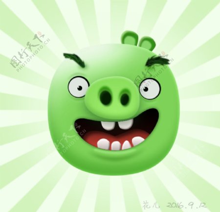 绿色小猪UI图标原创