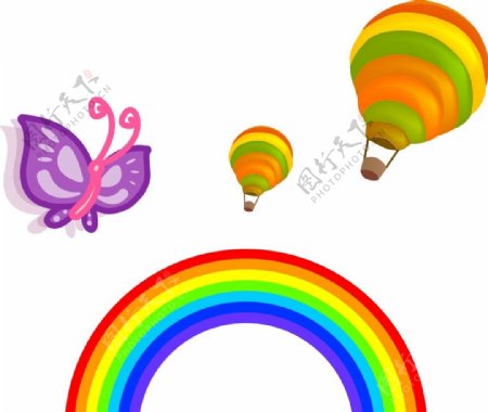 彩虹热气球蝴蝶